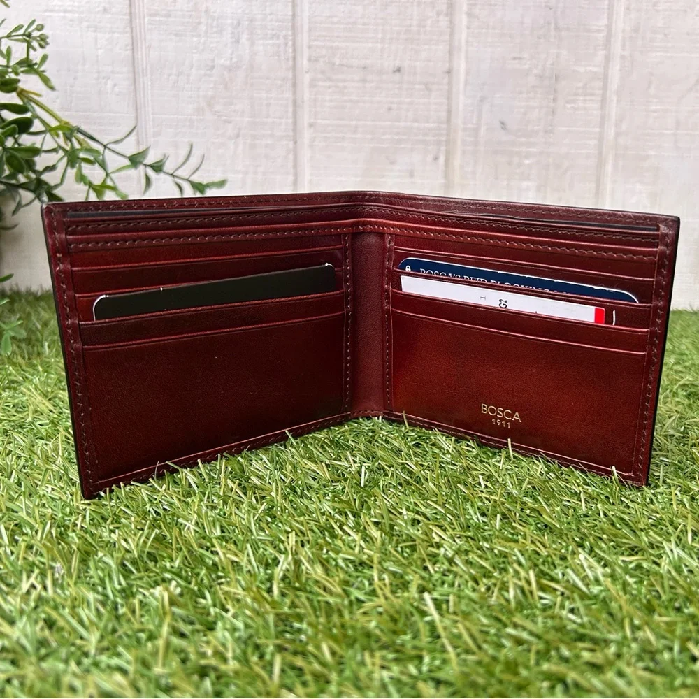 Bosca Leather Card Holde -BOSCA $185 DOLCE ITALIA Italian Made Color: Dark Brown